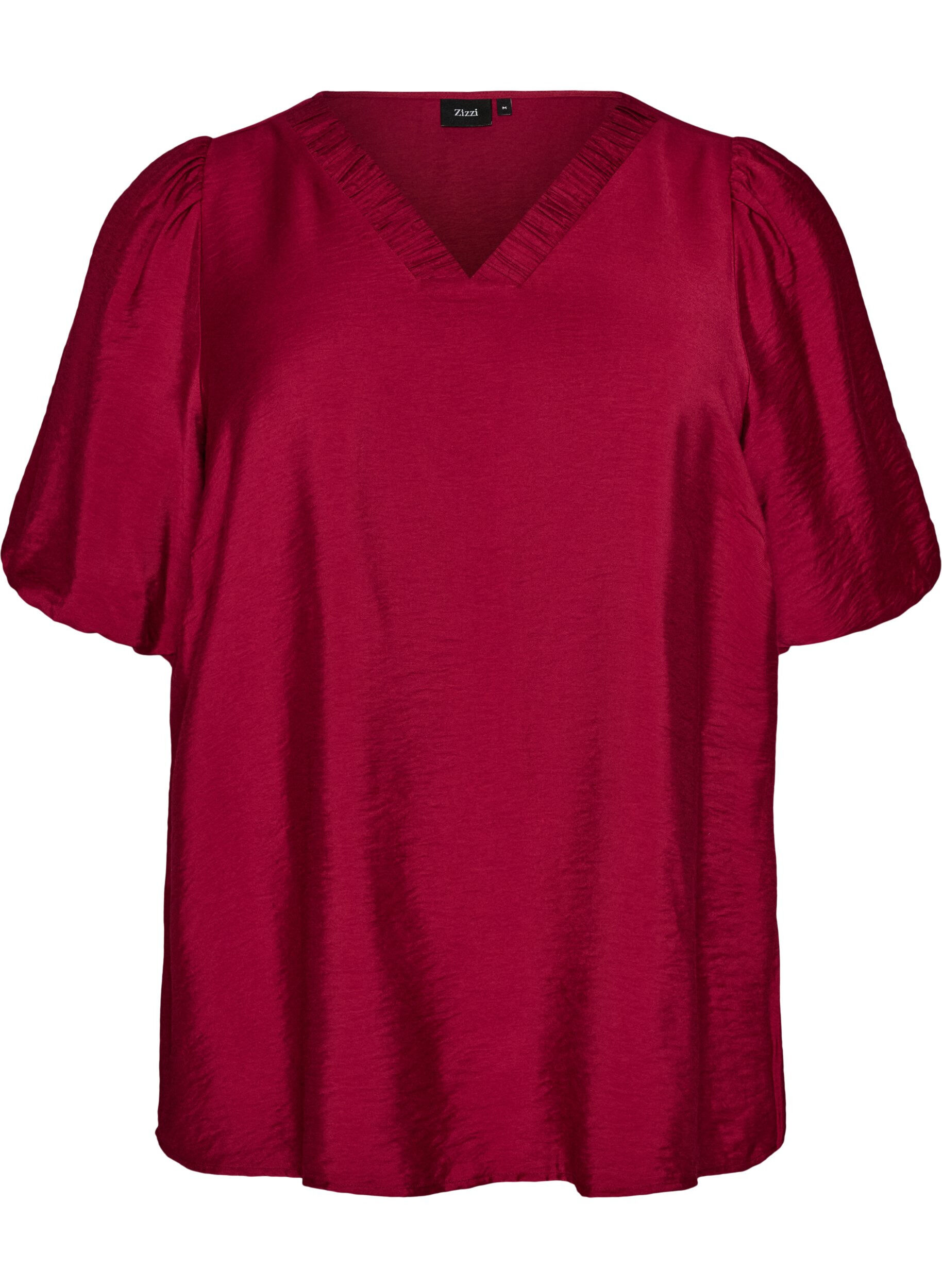 Blouse met ballonnenmouwen en V-hals
