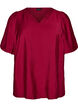 Blouse met ballonnenmouwen en V-hals, Rood, Packshot image number 0