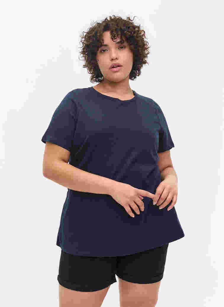 Set van 2 katoenen t-shirts met korte mouwen, Navy B/Reseda, Model image number 0
