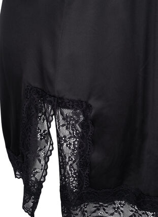 Pyjama jurk met kant en split, Black, Packshot image number 3
