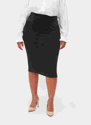 Nauwsluitende rok met elastiek in de taille, Black, Model image number 2