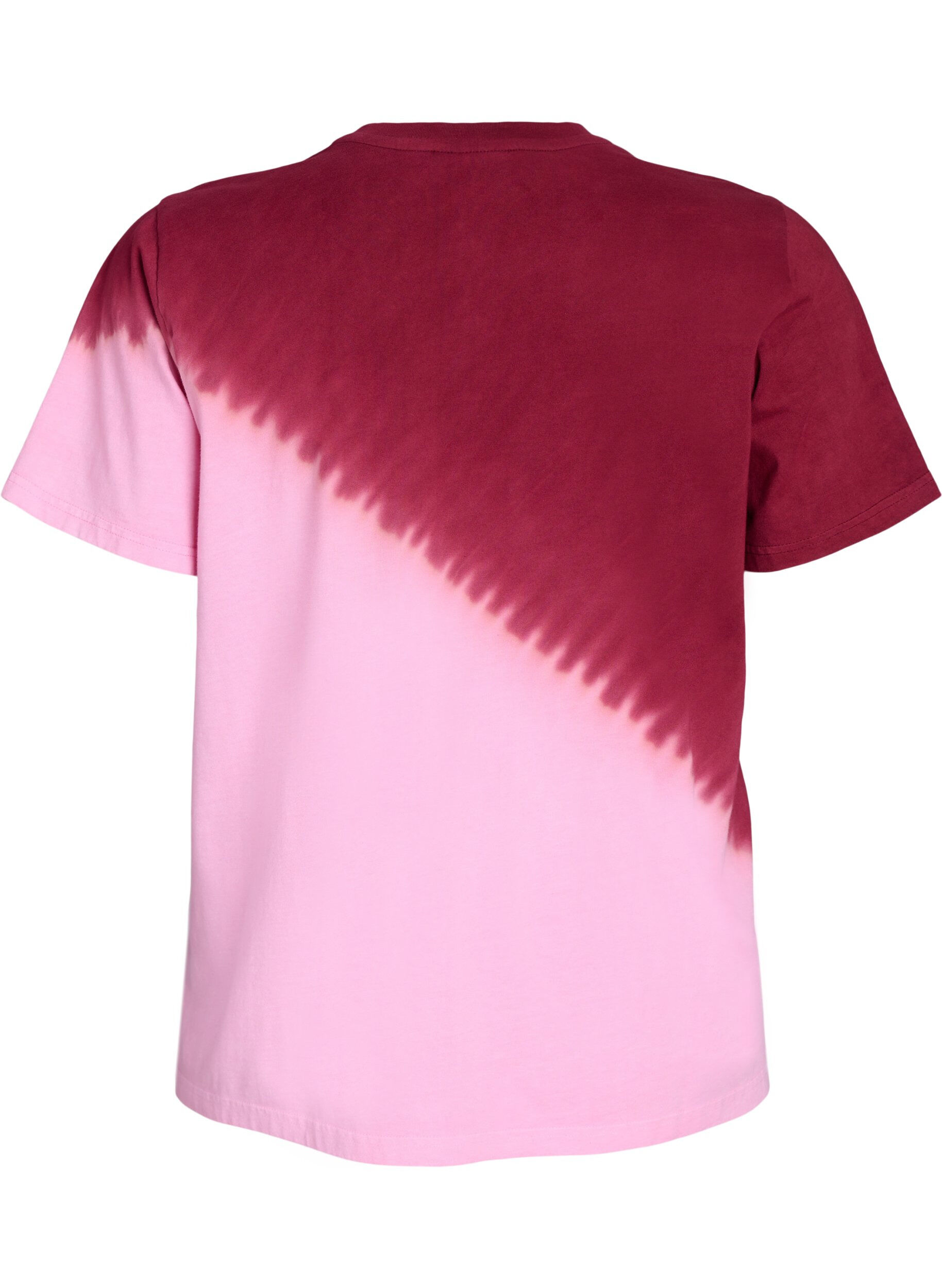 Zizzi Dip-dye T-shirt van biologisch katoen, Rood, Packshot image number 1