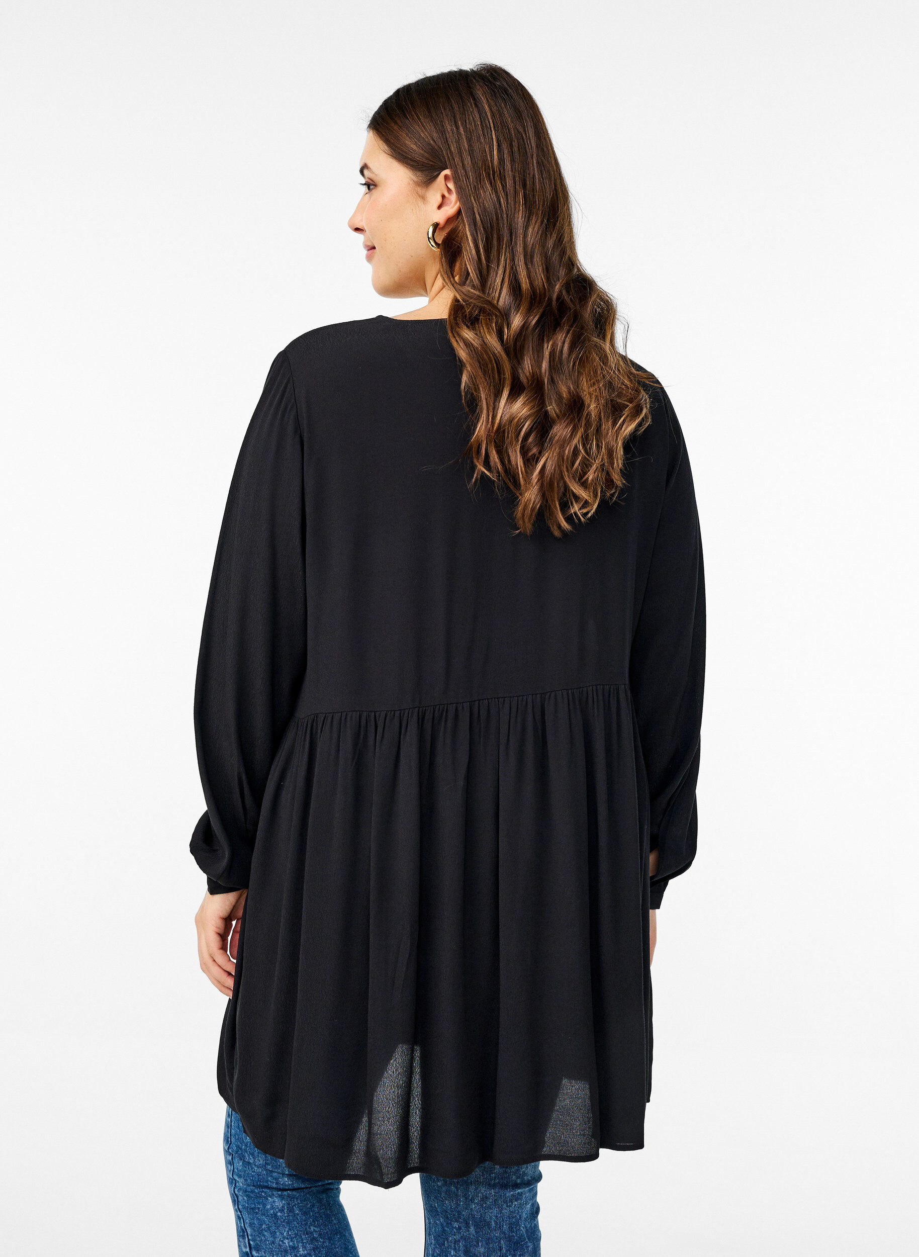 Zizzi Lange mouwen tuniek met een naad, Zwart, Model image number 2