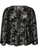Mesh blouse met bloemenpatroon en open voorkant, Zwart, Packshot image number 0