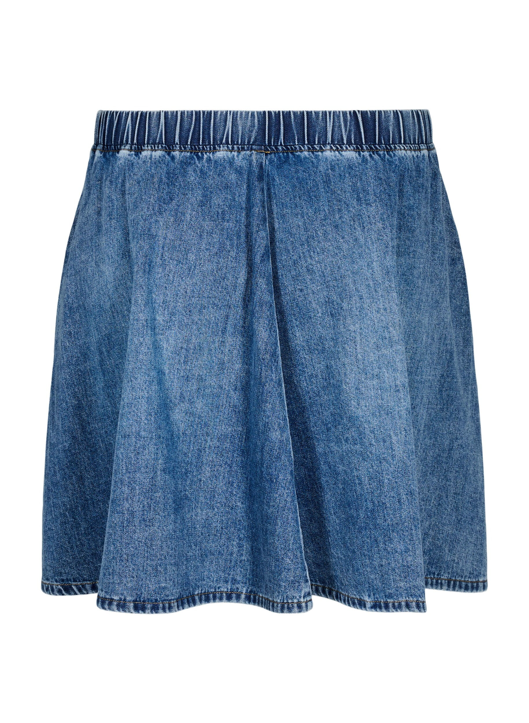 ZizziKorte denim skaterrok, Blauw, Packshot image number 1