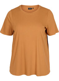T-shirt met korte mouwen in ribstof, Pecan Brown