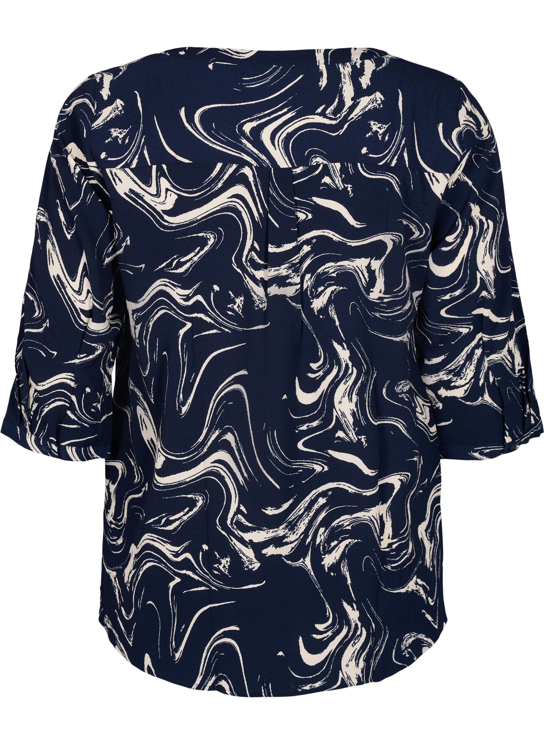 Zizzi Bedrukte blouse met 3/4 mouwen, N. Blazer Swirl AOP, Packshot image number 1