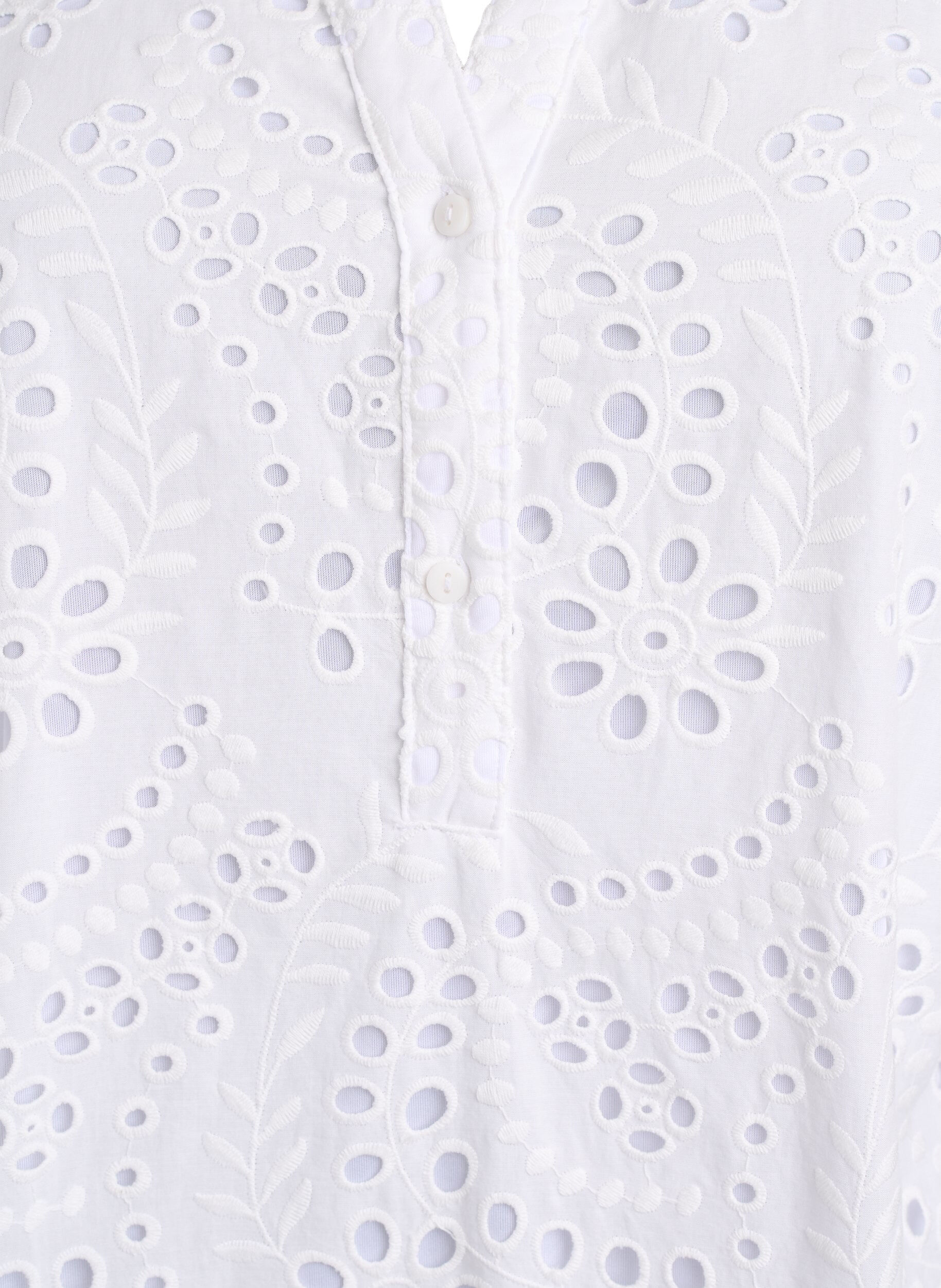 Zizzi Broderie anglaise jurk met ruches mouwen, Wit, Packshot image number 2