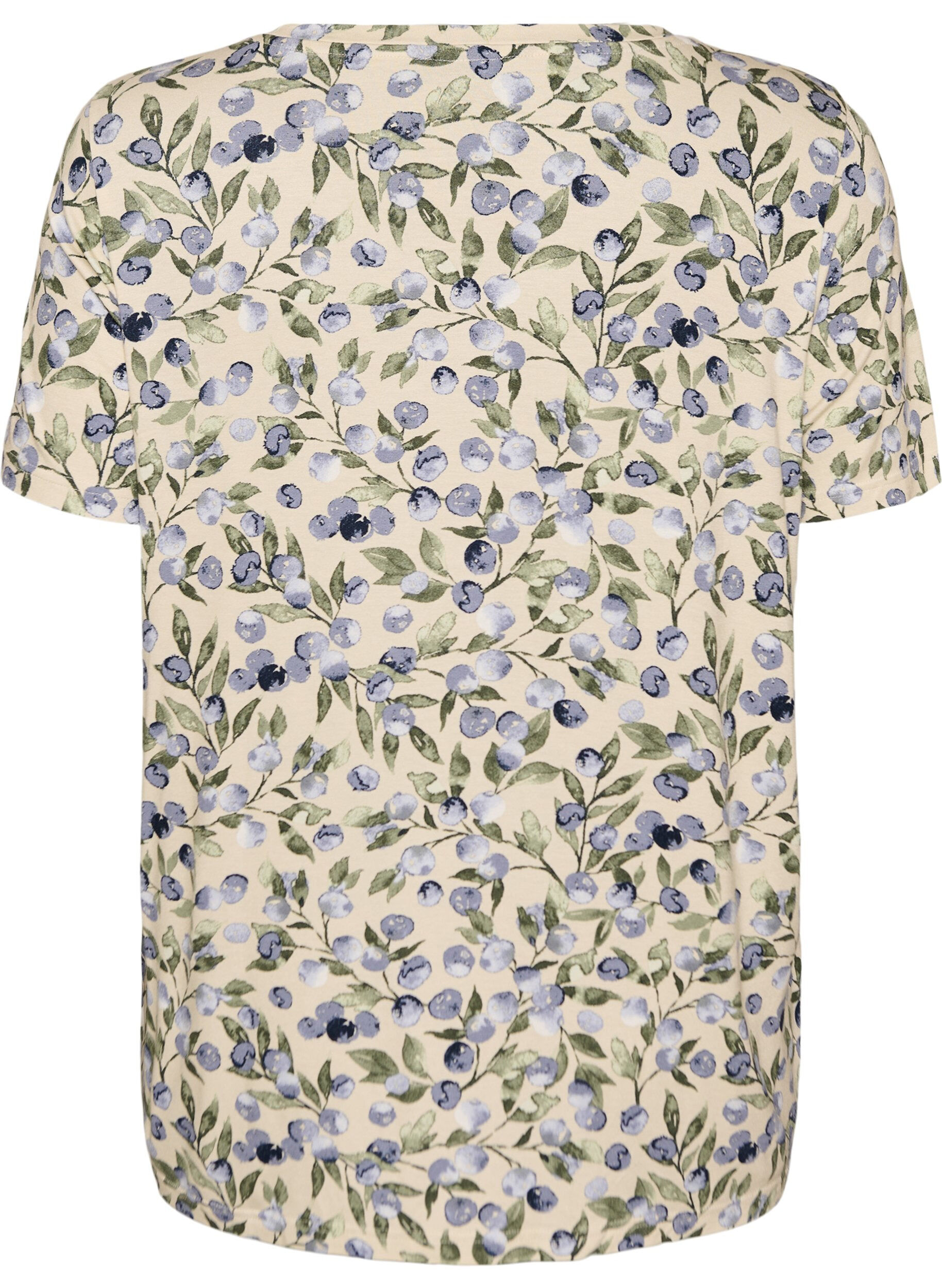 Zizzi T-shirt met bloemenprint, Vanille, Packshot image number 1