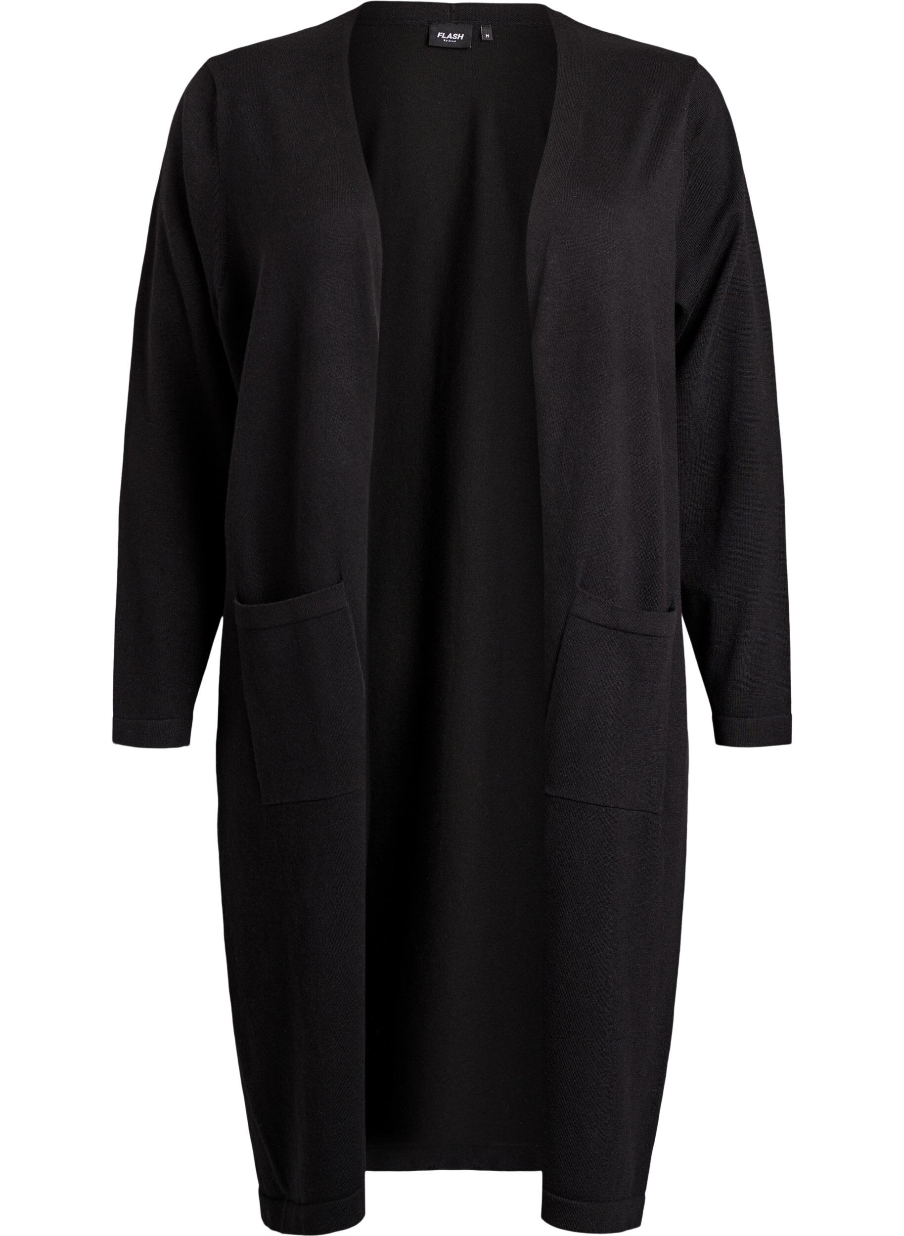 ZizziLang, open vest met zakken, Zwart, Packshot image number 0