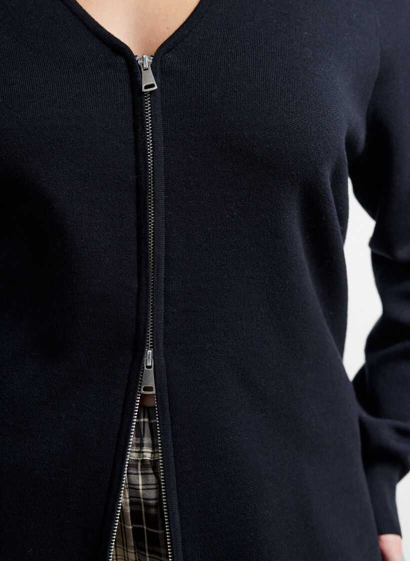 Cardigan met 2-wegritsluiting, Zwart, Model image number 3