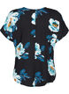 Viscose top met korte mouwen en bloemenprint, Black Big Flower, Packshot image number 1