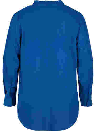 Overhemd met lange mouwen en rucheskraag, Estate Blue, Packshot image number 1