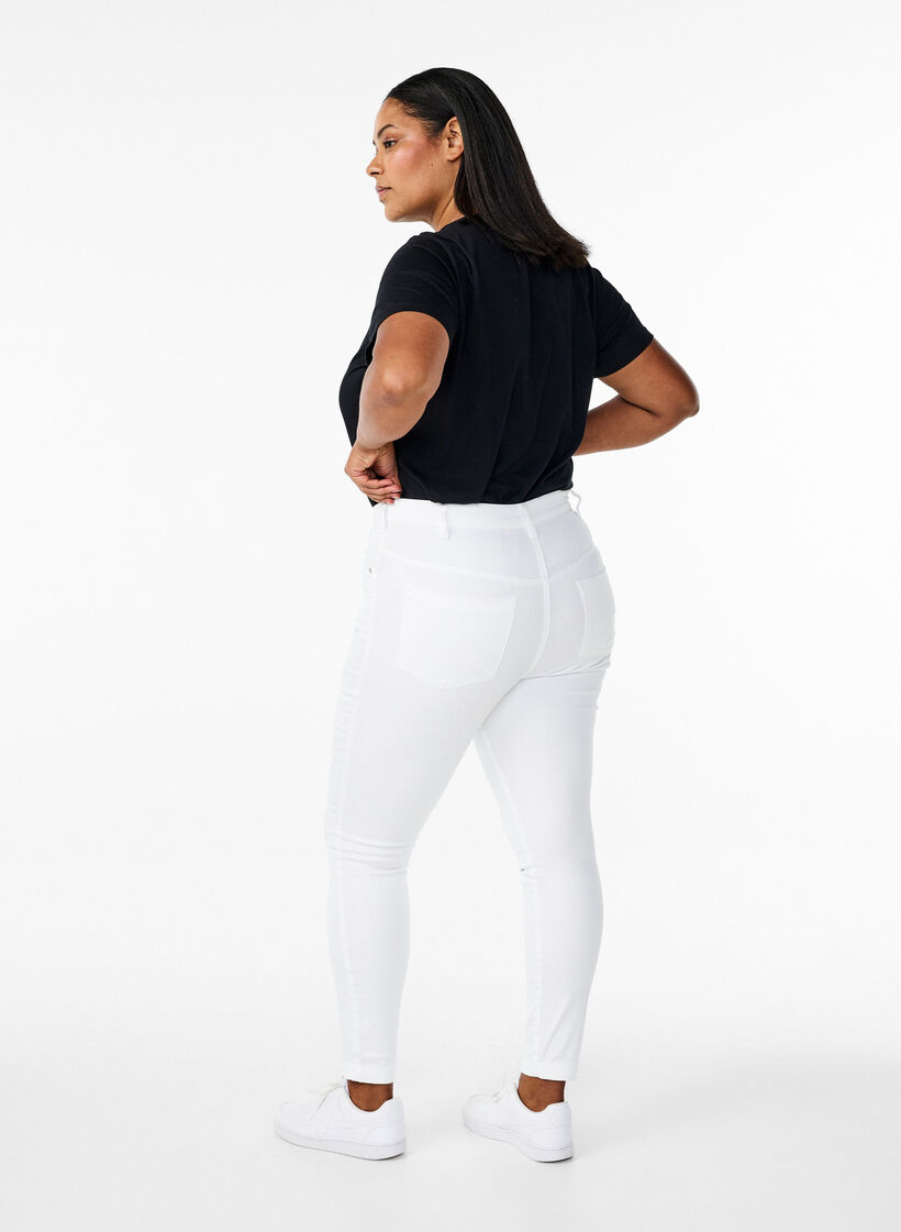 Super slim Amy jeans met hoge taille, White, Model image number 1