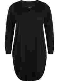 Sweatshirt jurk met v-halslijn, Black