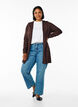 Lang gebreid vest van een viscose mix, Bruin, Model image number 1