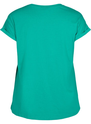 T-shirt met korte mouwen van katoenmix, Emerald Green, Packshot image number 1