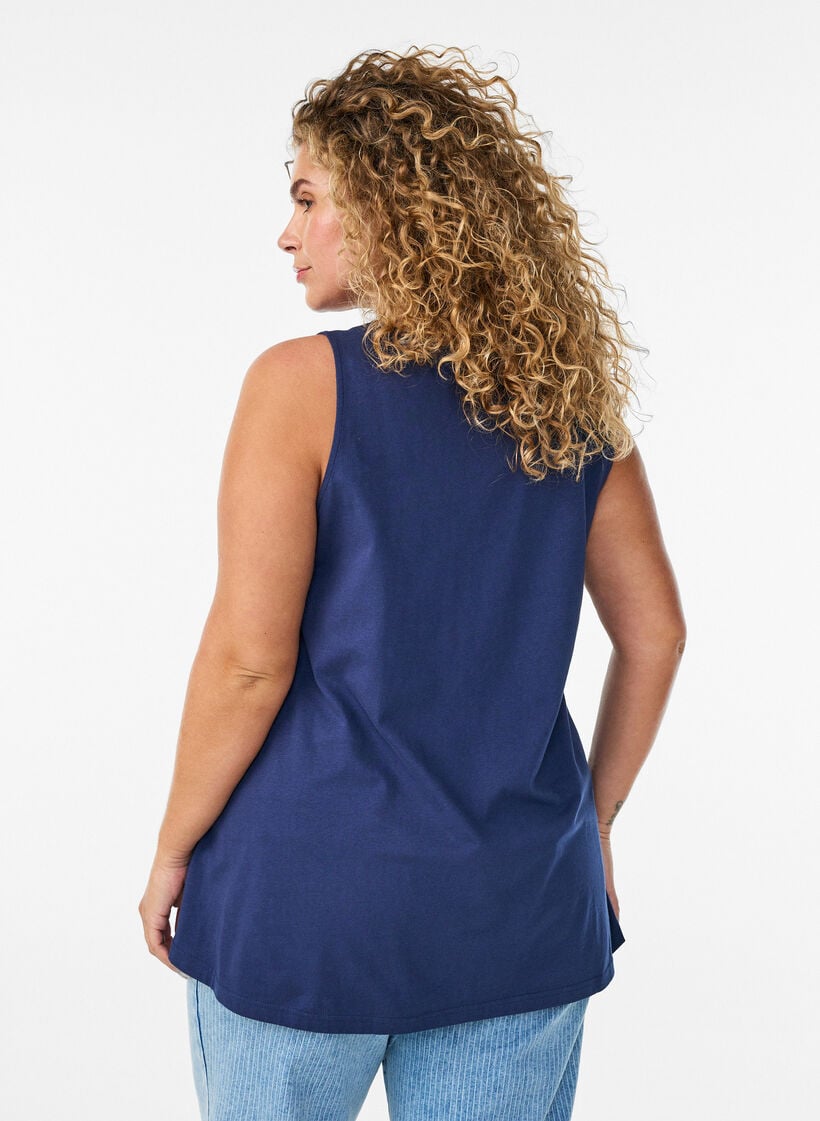 Katoenen top met a-vorm, Blauw, Model image number 2