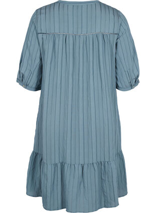 Gestreepte viscose jurk met kanten lint, Goblin Blue, Packshot image number 1