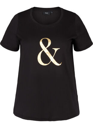 T-shirt met korte mouwen en print, Black , Packshot image number 0