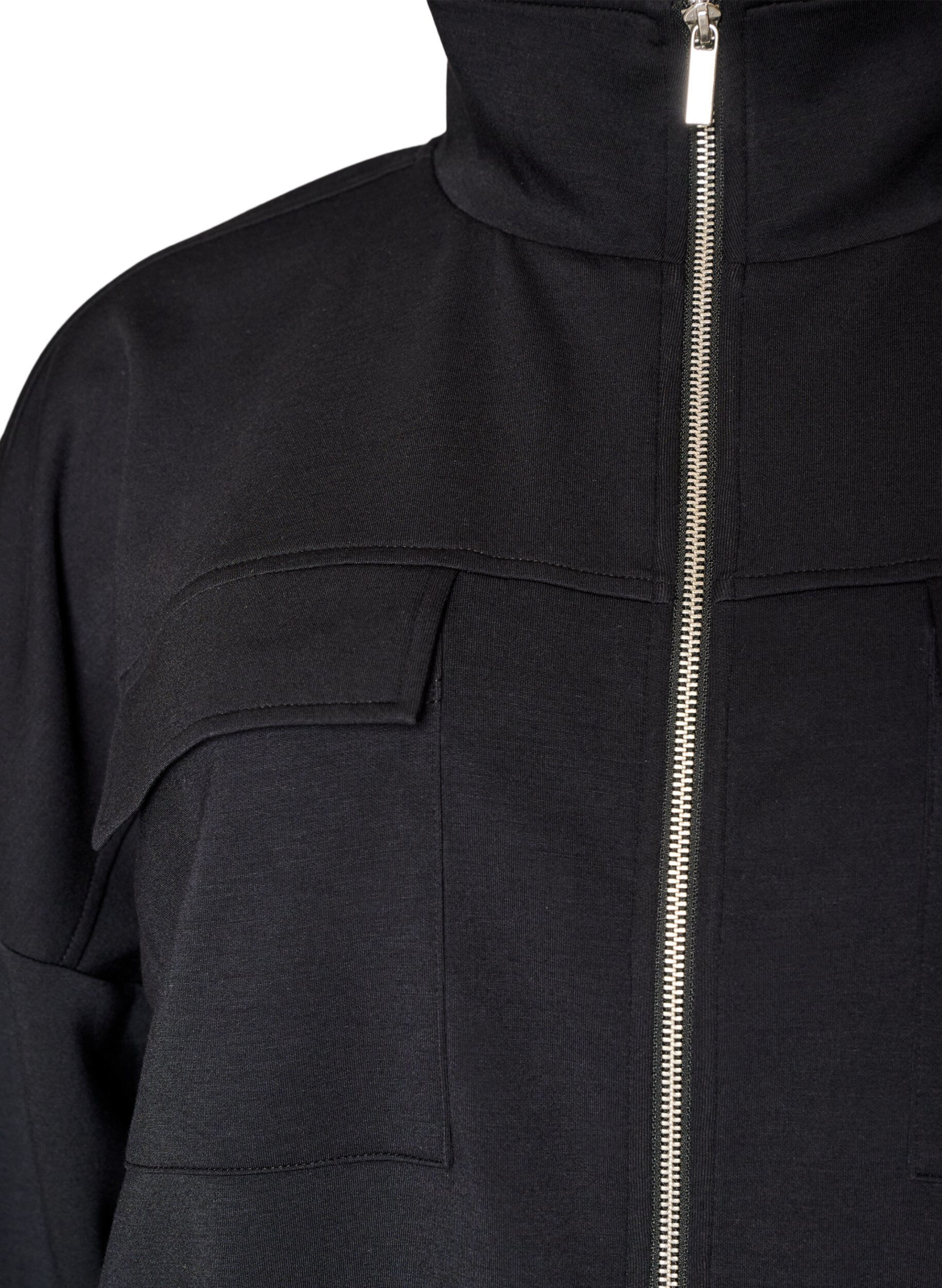ZizziJersey vest met rits en hoge kraag, Zwart, Packshot image number 2