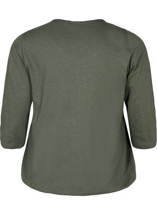 Katoenen blouse met 3/4 mouwen, Thyme, Packshot image number 1