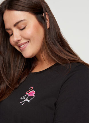 T-shirt met print, Black Flamingo, Model image number 2