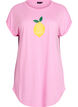 Nachtjapon met korte mouwen en tekstopdruk, Roze, Packshot image number 0