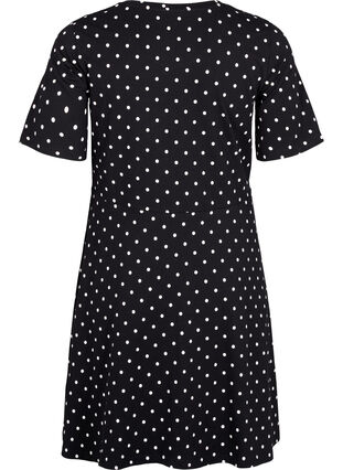 Katoenen jurk met korte mouwen en stippen, Black w. White Dot, Packshot image number 1