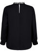 Blouse met lange mouwen en kant, Black, Packshot image number 1