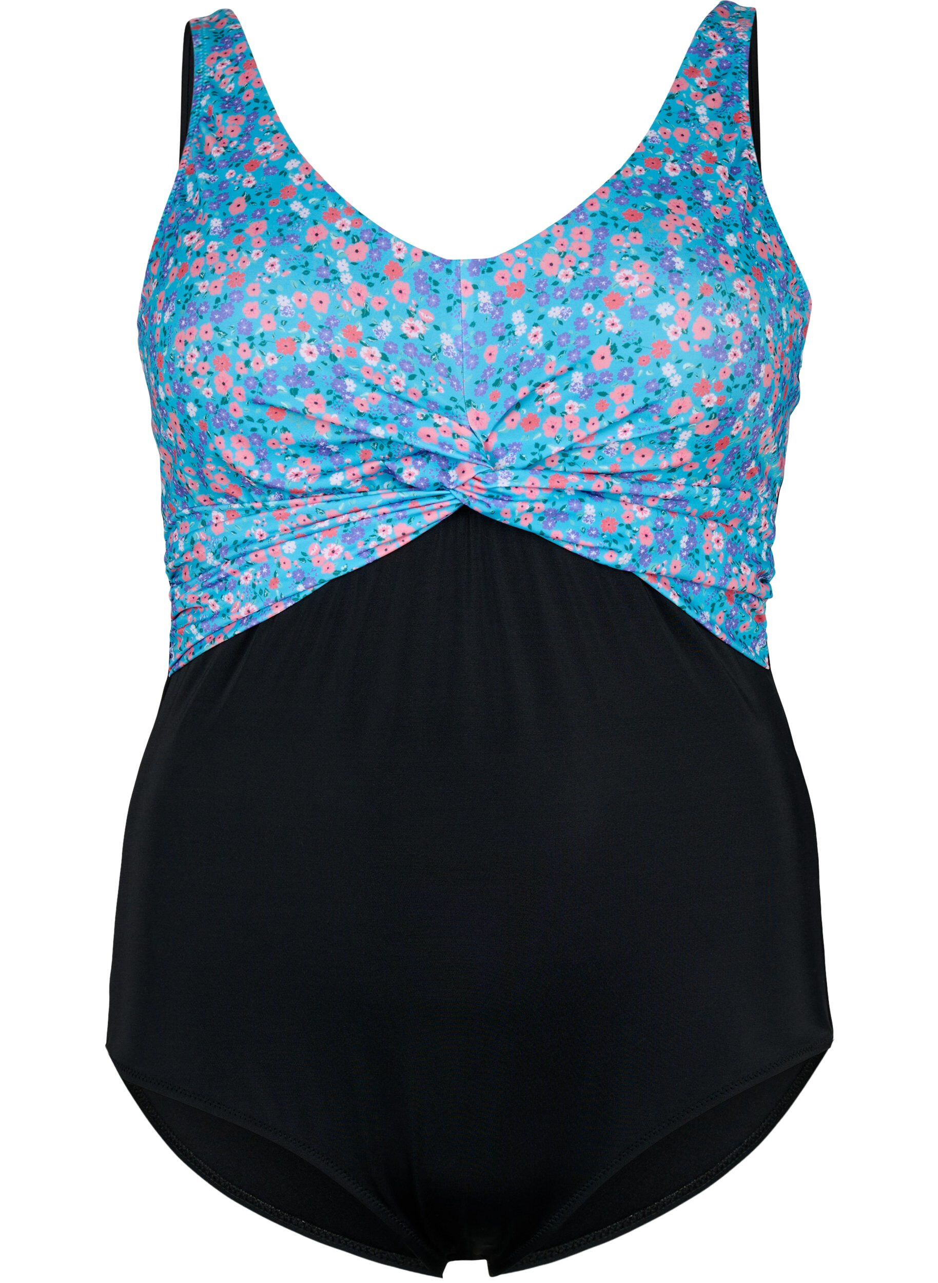 Zizzi Badpak met beugel en verstelbare bandjes, Black Ditsy Print, Packshot image number 0