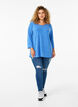Blouse met driekwartmouwen en een gestreept patroon, Princess Blue Mel., Model image number 2