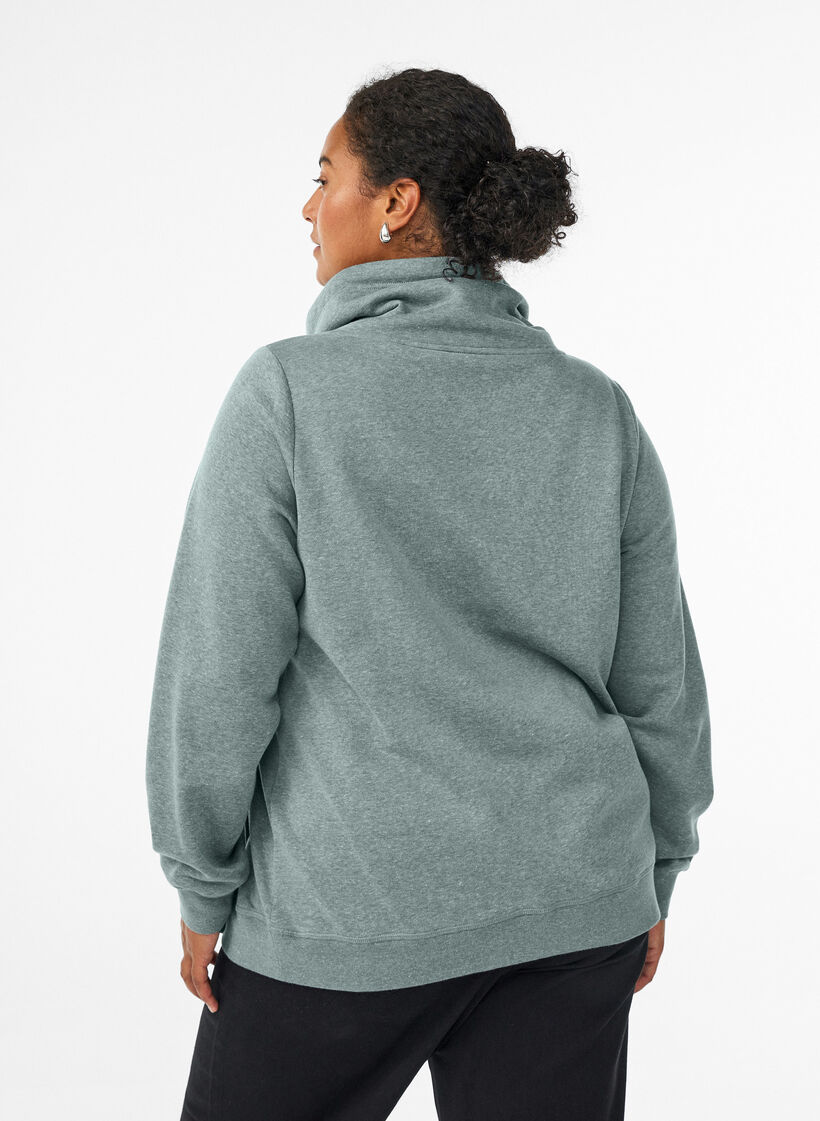 Sweatshirt met hoge kraag en zakken, Groen, Model image number 2