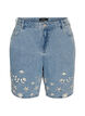 Denim shorts met broderie anglaise en hoge taille, Blauw, Packshot image number 0
