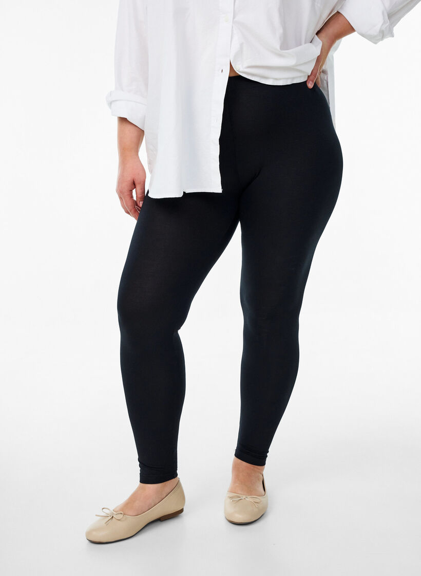 Basisleggings met extra lengte, Zwart, Model image number 0