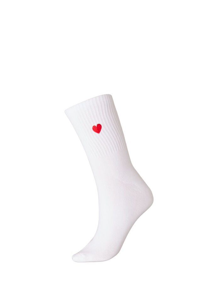 Katoenen sokken met patroon, Wit, Packshot image number 0