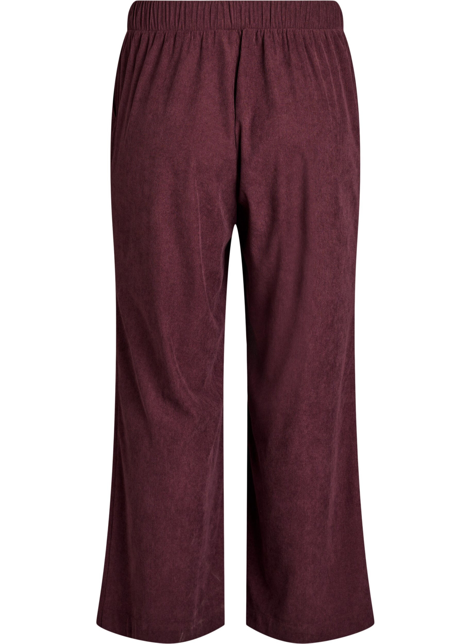 Zizzi Fluwelen broek met wijde pijpen, Donker Bordeaux, Packshot image number 1