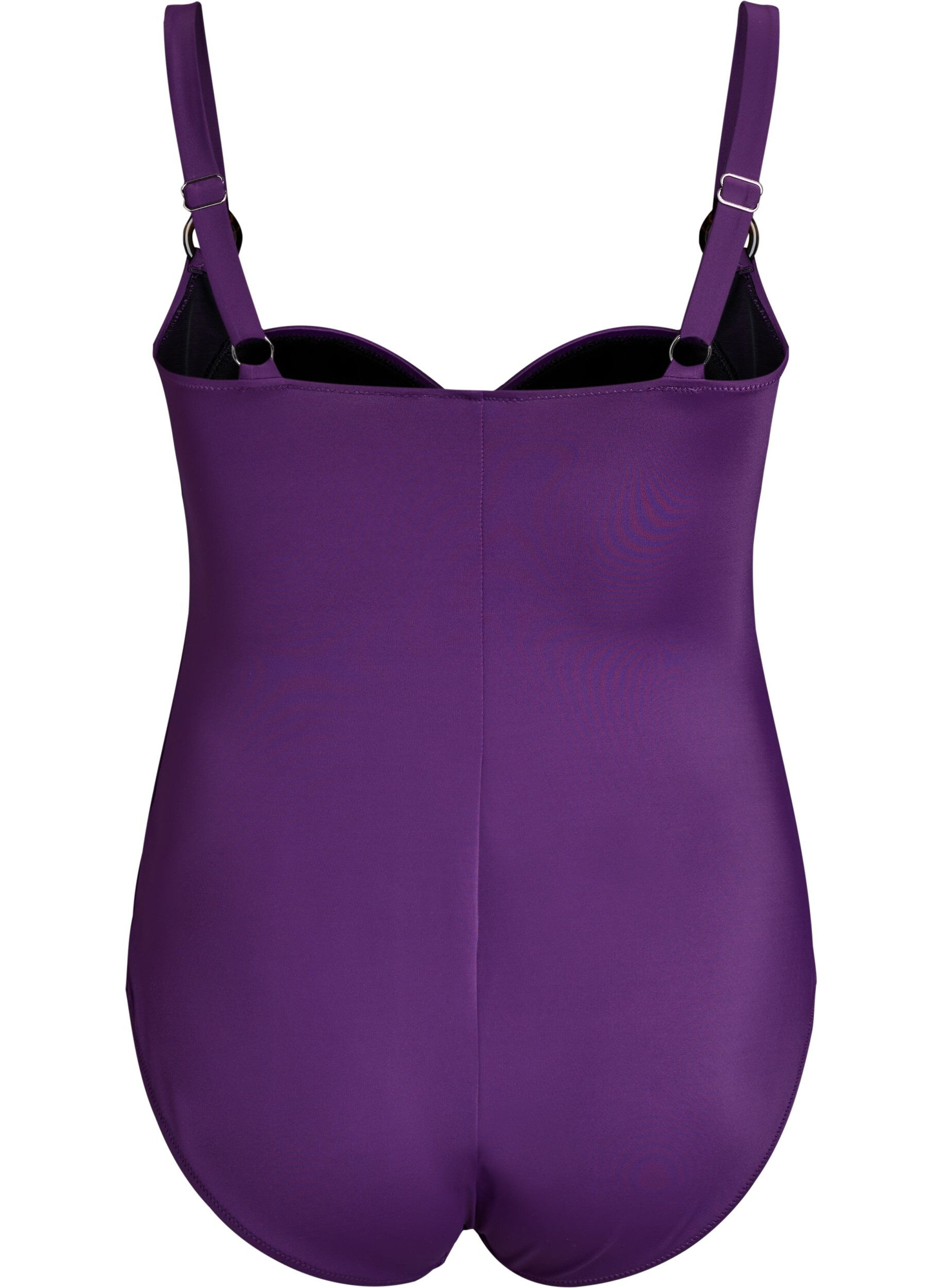 ZizziGewatteerd badpak met draperie, Paars, Packshot image number 1