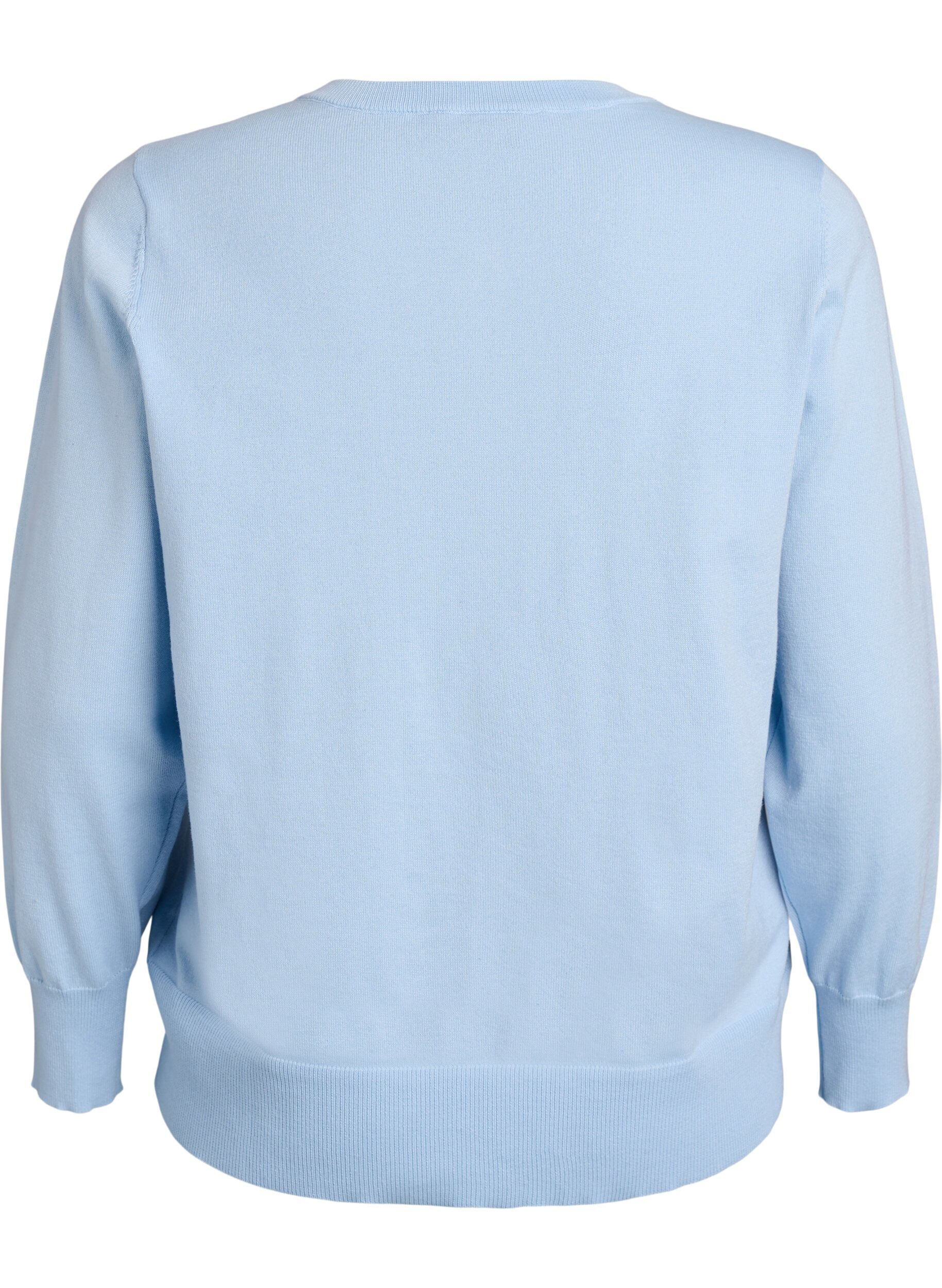 ZizziFijngebreide vest met ronde hals, Blauw, Packshot image number 1