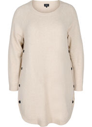 Gebreide jurk met knopen, Pumice Stone Mel.