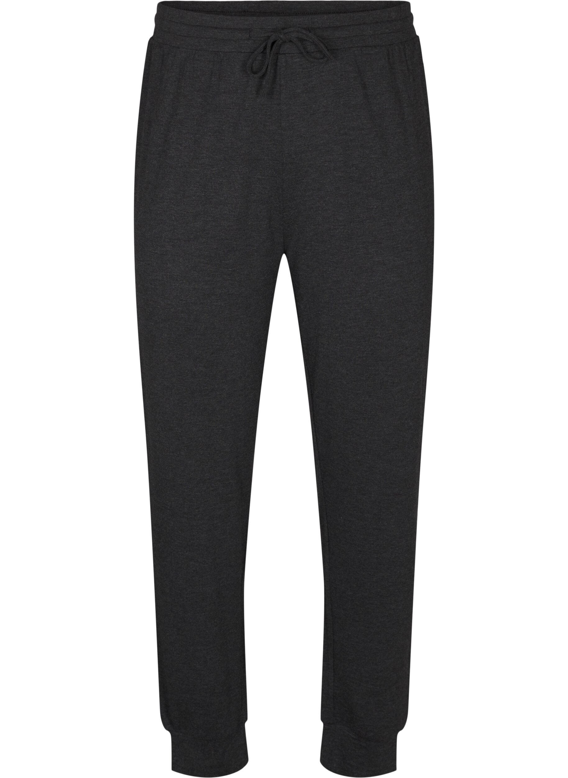 Zizzi Tricot broek met hoge taille, Dark Grey Melange, Packshot image number 0