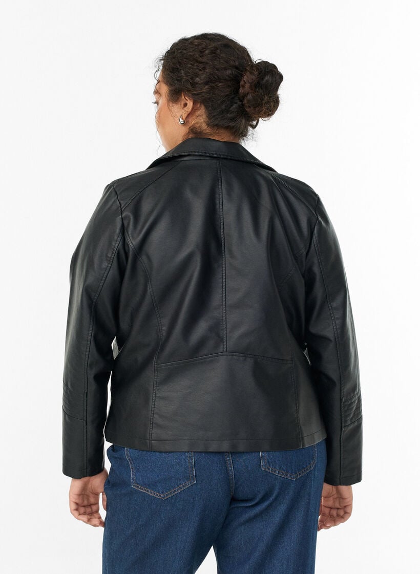 Bikerjack in imitatieleer, Zwart, Model image number 2