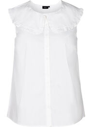 Mouwloze blouse met grote kraag, Bright White