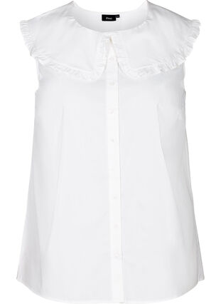 Mouwloze blouse met grote kraag, Bright White, Packshot image number 0