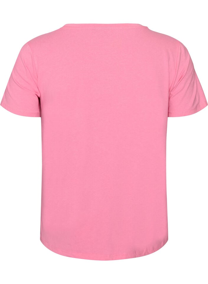 Basic t-shirt in effen kleur met katoen, Roze, Packshot image number 1