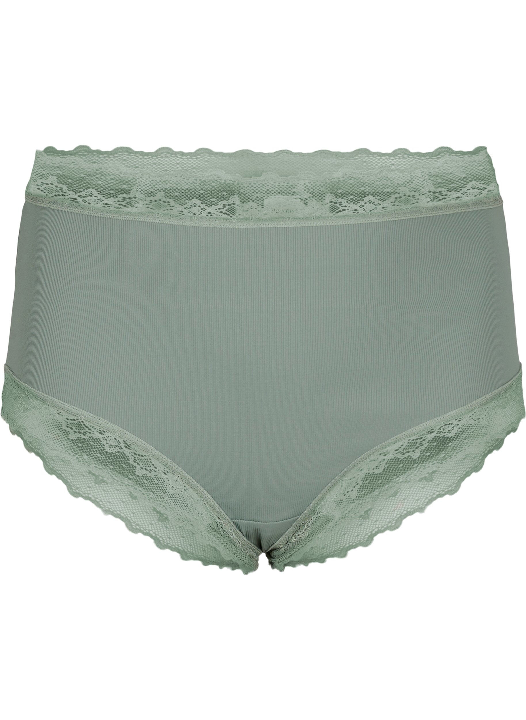 Zizzi High waisted hipsterslip met kant, Laurel Wreath Ass, Packshot image number 0
