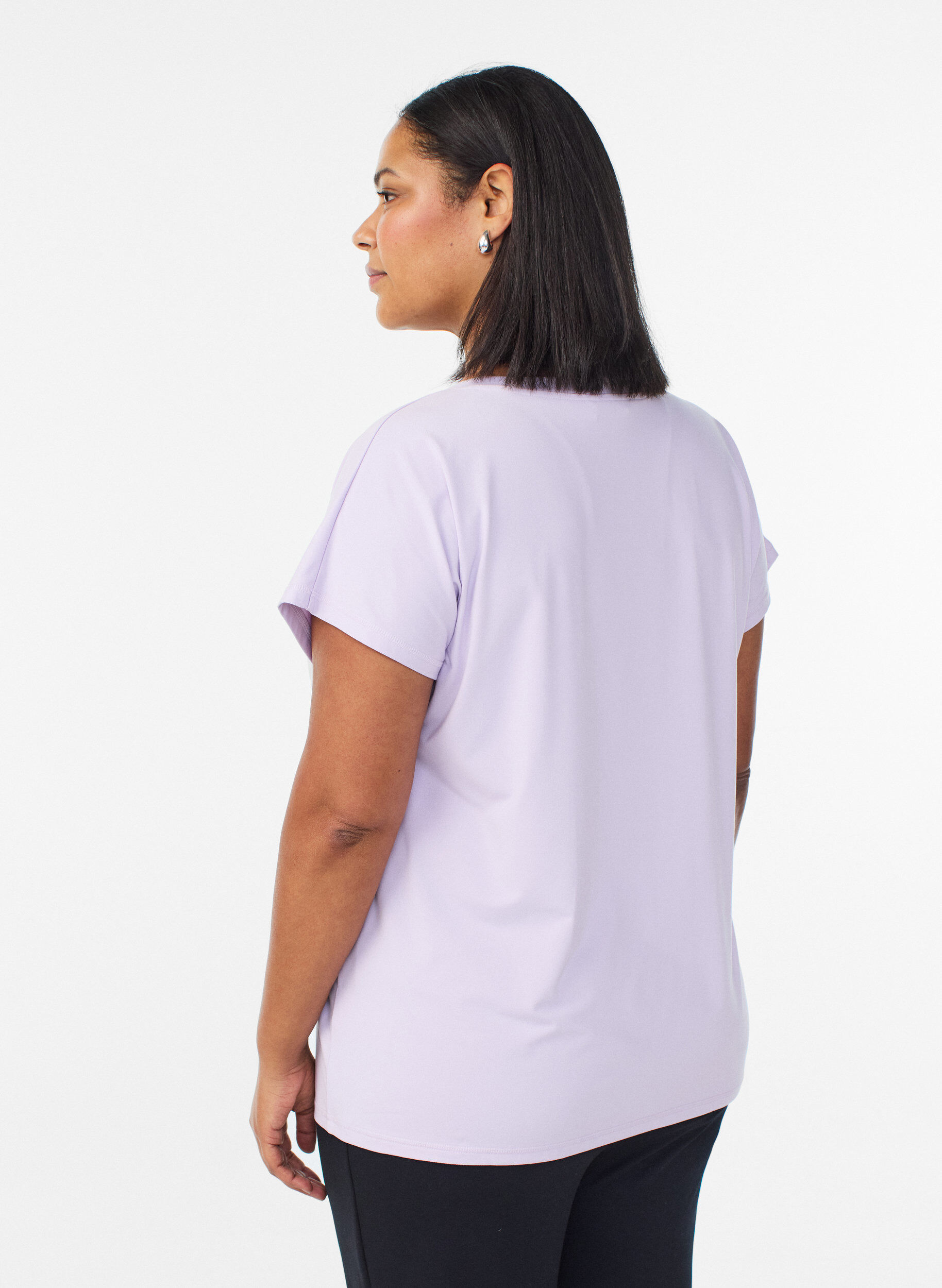 ZizziLosvallend trainings-T-shirt met V-hals, Paars, Model image number 2