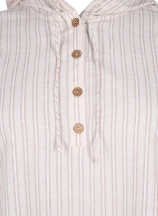Tuniek met capuchon van katoen en linnen, Wh. Sandshell Stripe, Packshot image number 2