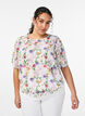 Bloemenblouse met smok, Roze, Model image number 0