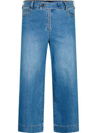 Cropped jeans met flare, Blue denim